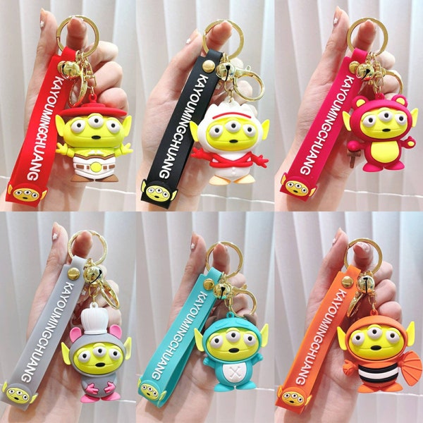 Disney Toy Story 3D Action Figue Alien Costume in Forky/ Woody/ Lot-o'-Huggin' Bear/ Nemo/ Remy Rat/ Monster Inc. Sulley Keychain Decoration