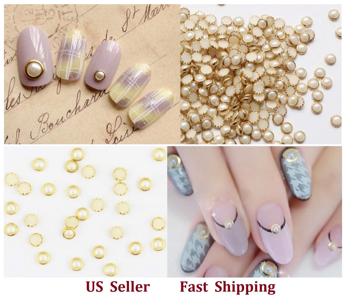 10PCS Chanel Nail Charms Triangle Gold+Silver