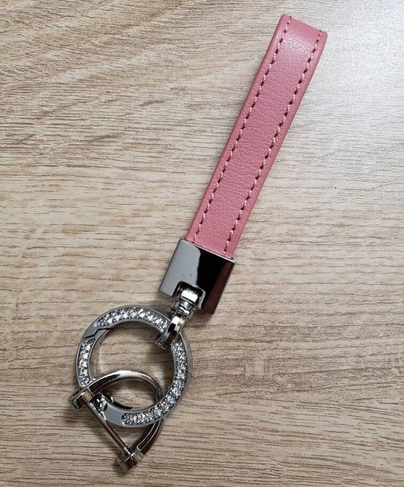 Mini LUNA - hand stitched leather keyring / ring keeper - Black