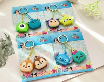 2pcs Kitty/Melody/Pompom/Stars/Chip &Dale/Stitch Scrump/Buzz Lightyear Alien/Monster Inc. Mike Sulley/Pikachu House Key Cover Case Keychain