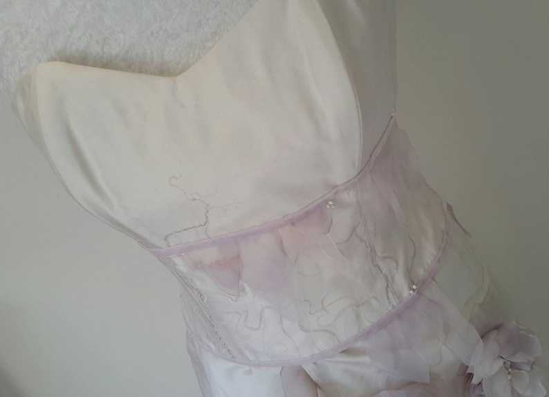 fairy wedding dress in ivory, pink, mauve silk, hand painted, customized image 6