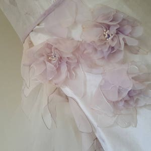 fairy wedding dress in ivory, pink, mauve silk, hand painted, customized image 4