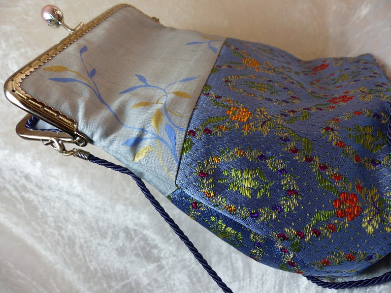 vintage brocade fabric and silk bag image 5