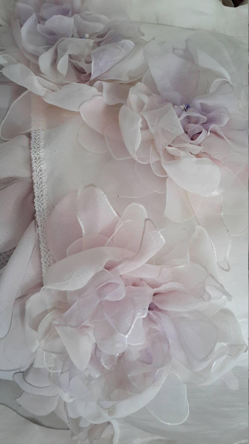 fairy wedding dress in ivory, pink, mauve silk, hand painted, customized image 7