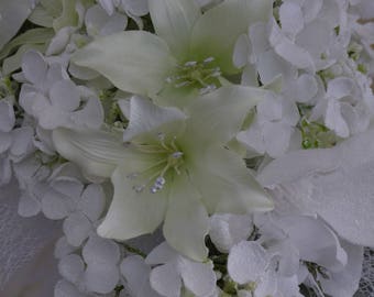 bouquet de mariée givré blanc vert