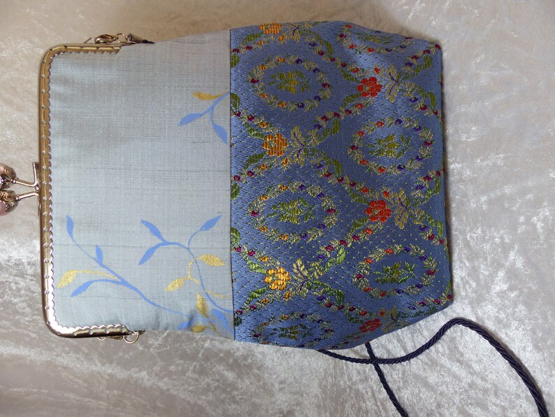 vintage brocade fabric and silk bag image 2