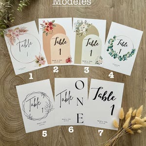 Modèles pour Numéros de table Mariage