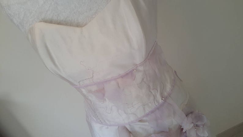 fairy wedding dress in ivory, pink, mauve silk, hand painted, customized image 3