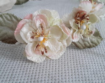 Headband with cherry blossom pink and ivory