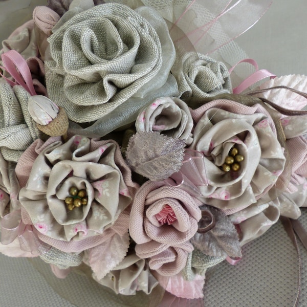 bouquet de mariée fleurs tissu tilda et lin