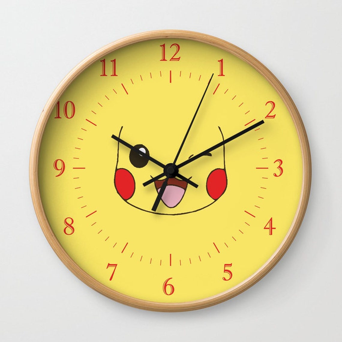 Pika Inspired Wall Clock Pokemon Inspired Wall Clock Pokemon Etsy
