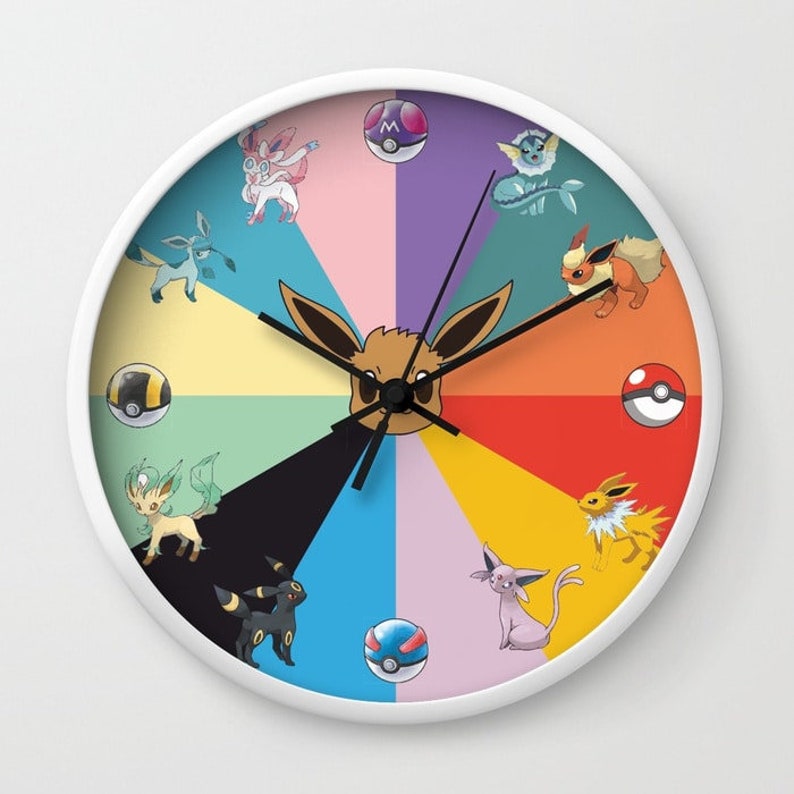 Eevee Inspired Wall Clock Pokemon Wall Clock Pokemon Gift Etsy Australia