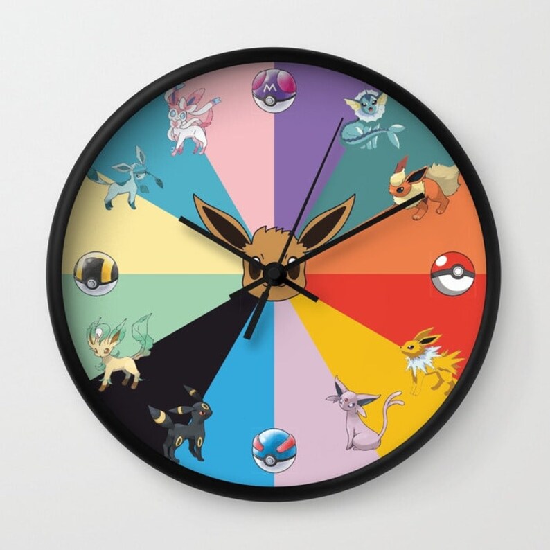 Eevee Inspired Wall Clock Pokemon Wall Clock Pokemon Gift Etsy
