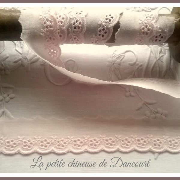 Broderie Anglaise Lucie rose pâle,écrue ou blanche