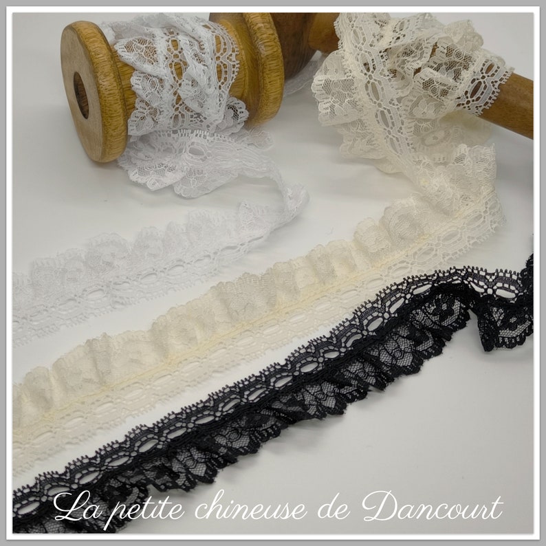 Dentelle shabby nylon écrue,blanche ou noire image 1