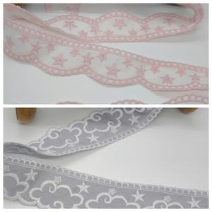 Broderie anglaise mille étoiles rose ou nuage