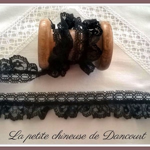 Ecru, white or black shabby nylon lace Black