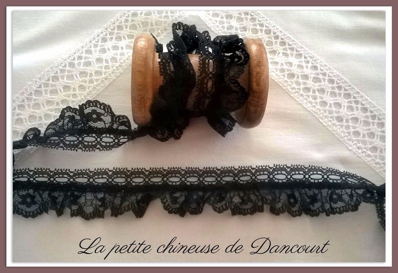 Ecru, white or black shabby nylon lace Black