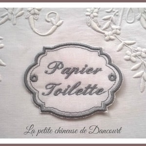 Etiquette Papier Toilette Brodé gris