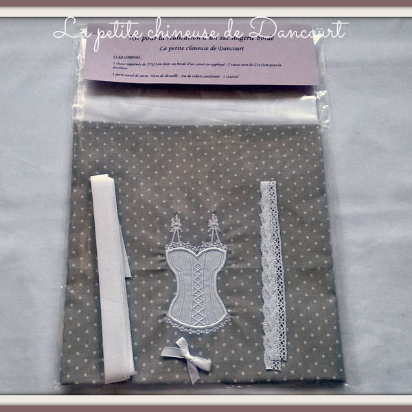 Kit couture sac lingerie dots gris