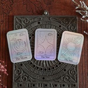 Stickers holographiques lune, étoile et soleil