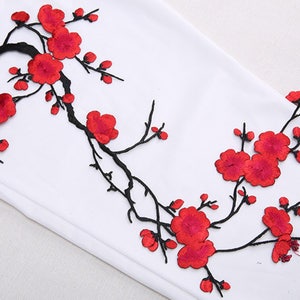 10 pieces Embroidery Rose Patches/ Black Flower Applique with Iron-on Backing. Floral Blossom Applique iron on, Embroidered Sewing supplies image 5