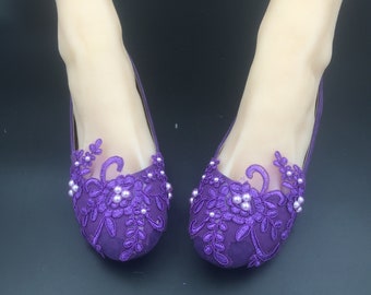 Purple wedding shoes for bride, bridal shoes, Women Wedding Lace Shoes, Bridal Lace Shoe, Bridal Lace Flats, Women Flats, Wedding flats