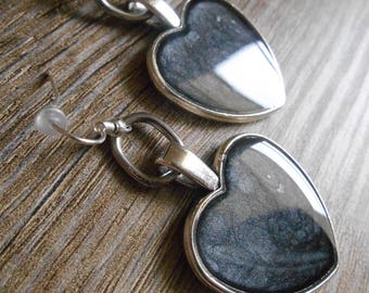 Pendientes de corazón de plata negra Amor amistad Pendientes colgantes de San Valentín