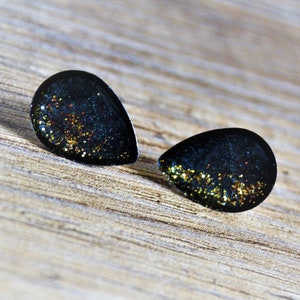 Earrings black earrings drops black glitter gold earrings silver cuff chips small earrings drops