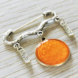 Antique silver brooch charms pendants Yellow silver brooch