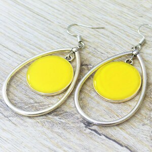 Neon yellow earrings Neon yellow hoop earrings Yellow drop earrings Neon yellow dangling earrings
