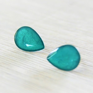 Small turquoise blue drop earrings Minimalist turquoise stainless steel earrings