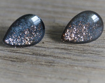 Earrings black earrings drops black copper earrings silver cuff chips small earrings drops