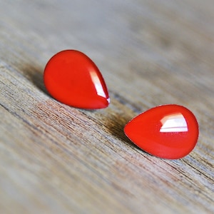 Red earrings Red silver earrings cuffs red earrings Red earrings Small red earrings