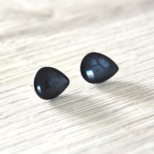 Stud earrings with black drops, minimalist cuffs, stainless steel image 6