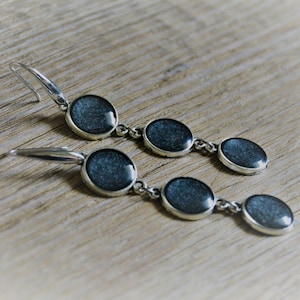 Black earrings Black silver earrings Long earrings Black silver dangling earring