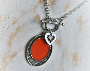 Collier coeur rouge onyx lasso Collier chaîne coulissante Pendentif cœur argent Collier Y pendentif  cœur rouge argen