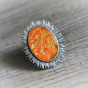 Orange Ring, Orange Silver Ring, Yellow Gold Orange Oval Ring, Yellow Orange Vintage Ring, Gold Orange Bohemian Ring, Orange Oval Adjustable