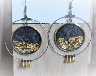 Black Gold Hoop Earrings Black Gold Hoop Earrings Gold Hoop Earrings Gold Hoop Earrings