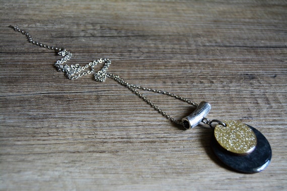 Collier Sautoir En Acier Inoxydable - Chaîne D'ancre Vénitienne Noir Et Doré - Longueur Jusqu'à 60 Cm - Neuf Sans Boîte