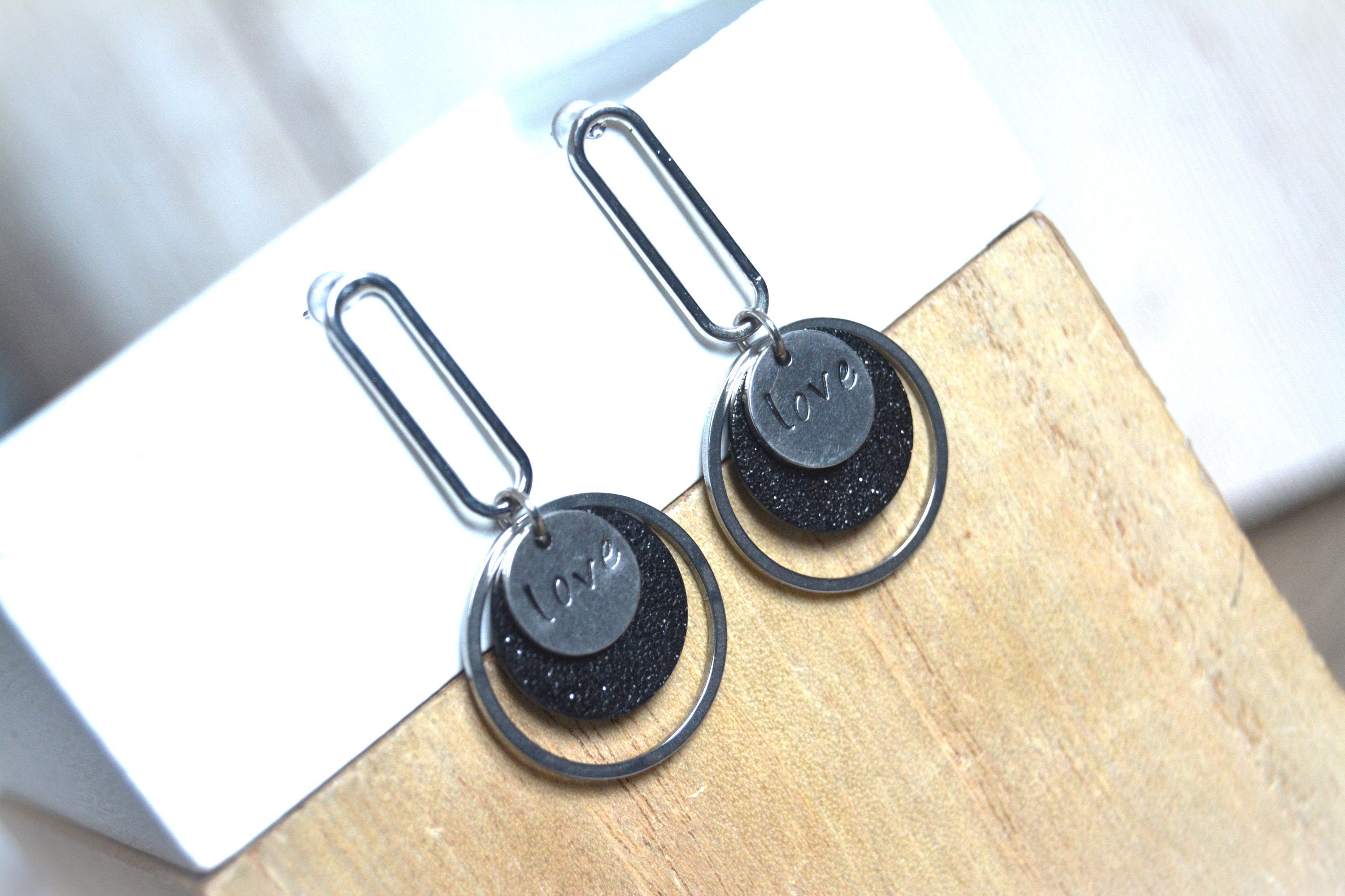 Lot De 2 Torchons Décoratifs Noirs Imitation Marbre à Paillettes Avec Boucle Auto-agrippante