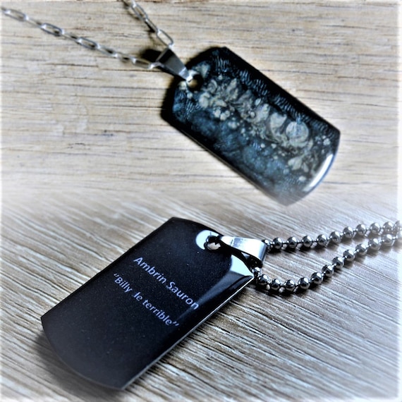Buy Military Plate Chain Men s Black Grey Plate Chain Stainless