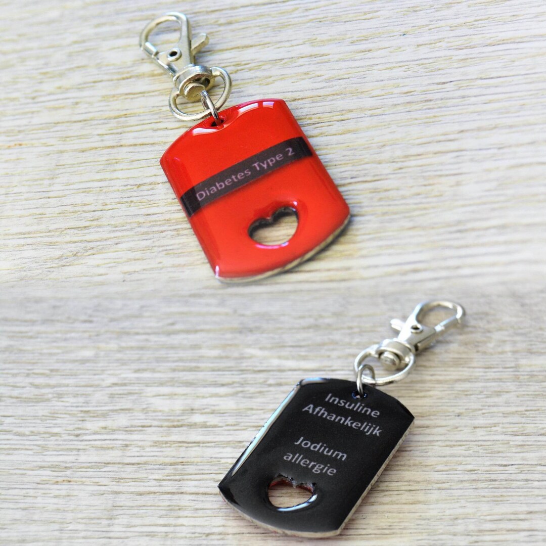 Personalized Emergency Medical Alert Keychain Allergy Diabetic Disease ...