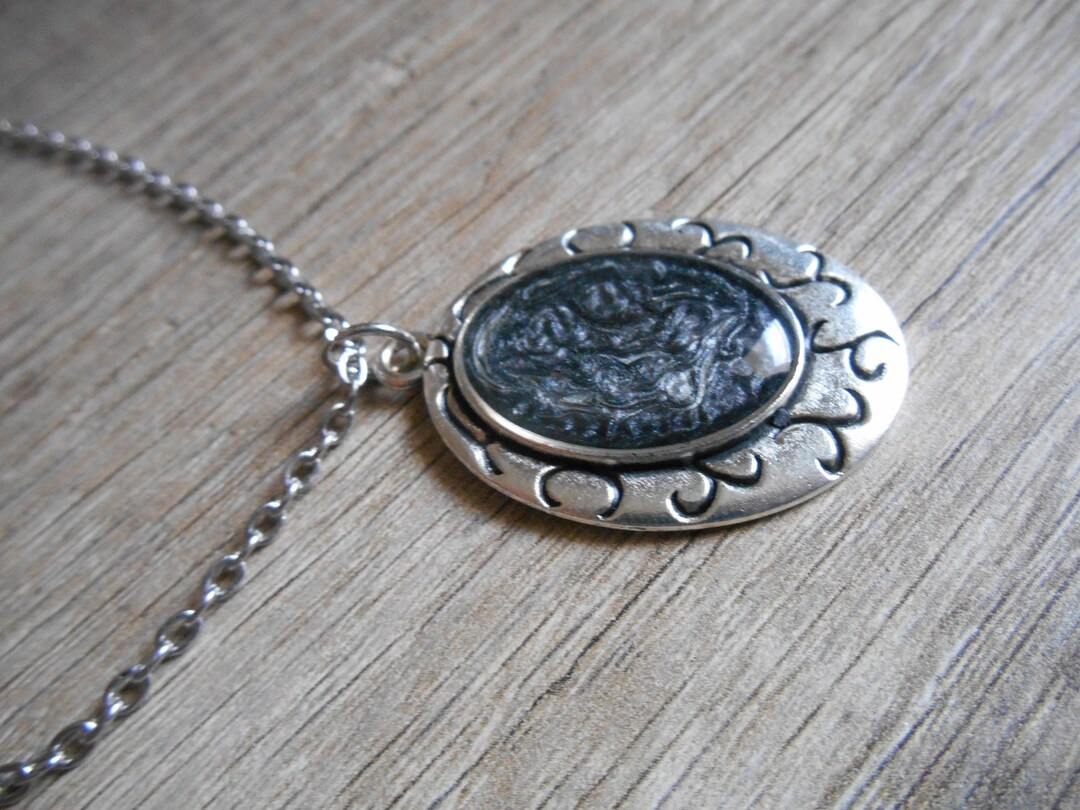 Necklace Silver Chain Sautoir Necklace and Black Onyx Silver