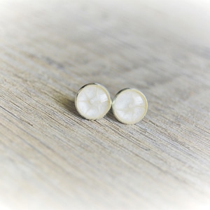 White earrings Small silver earrings cufflinks White mother of pearl earrings White mother of pearl round earrings