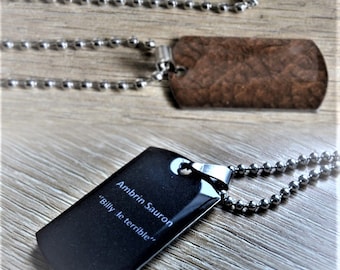 Cadena de placa militar personalizada marrón, collar para hombre, colgante de soldado de EE. UU., grabado militar de acero inoxidable