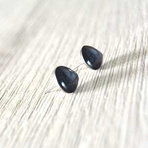 Stud earrings with black drops, minimalist cuffs, stainless steel image 7