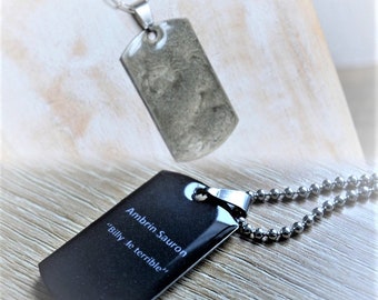 Cadena de placa militar personalizada collar de hombre ónix gris colgante de soldado esta dounidense grabado texto de acero inoxidable