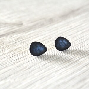 Stud earrings with black drops, minimalist cuffs, stainless steel image 3