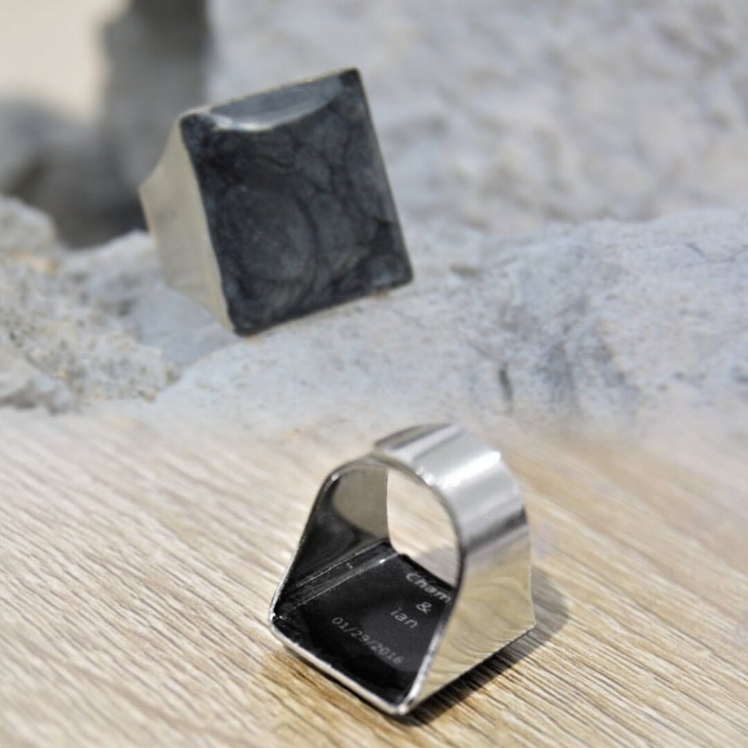 指輪・リング JOHO engraved ring black mother-of-pearl Black Mother of pearl around ring / 現品 – MEDERU